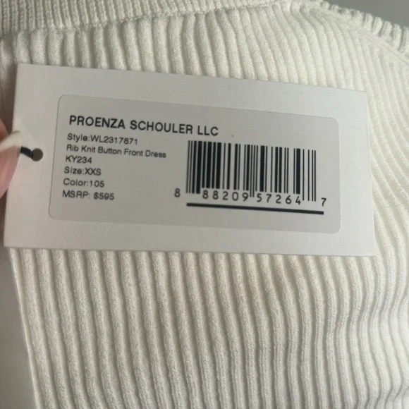 Proenza Schouler Ivory Long Sleeve Button-Front Dress with Black Trim - Picture 6 of 6